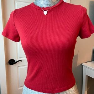 red ribbed top